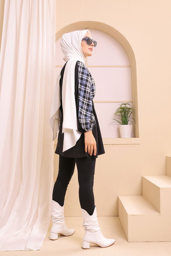 Düz Bisiklet Yaka Kadın Mavi 5290 TUNIK - 5290
