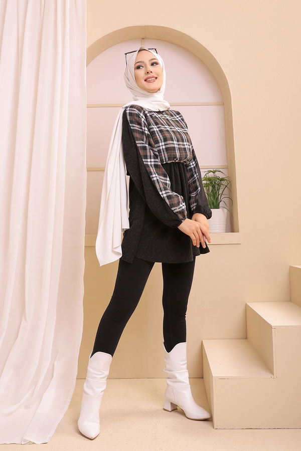 Düz Bisiklet Yaka Kadın Haki 5290 TUNIK - 5290 HAKİ