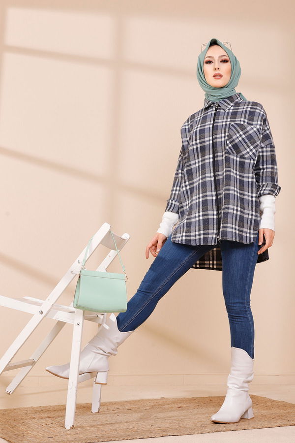 Düz Orta Kadın Lacivert TUNIK - 3458 LACİVERT