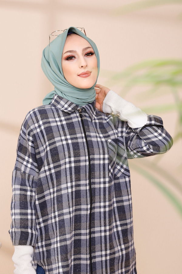 Düz Orta Kadın Lacivert TUNIK - 3458 LACİVERT