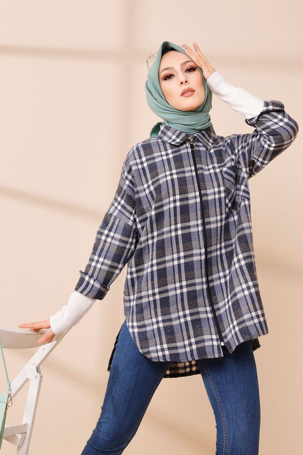 Düz Orta Kadın Lacivert TUNIK - 3458 LACİVERT