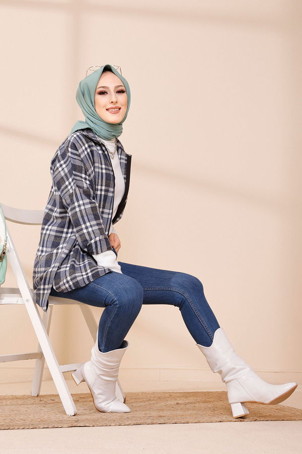 Düz Orta Kadın Lacivert TUNIK - 3458 LACİVERT
