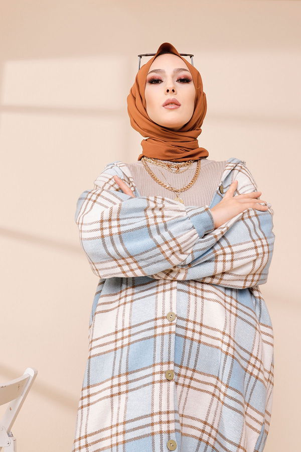 Düz Gömlek Yaka Kadın Mavi 8670 TUNIK - 8670 MAVİ