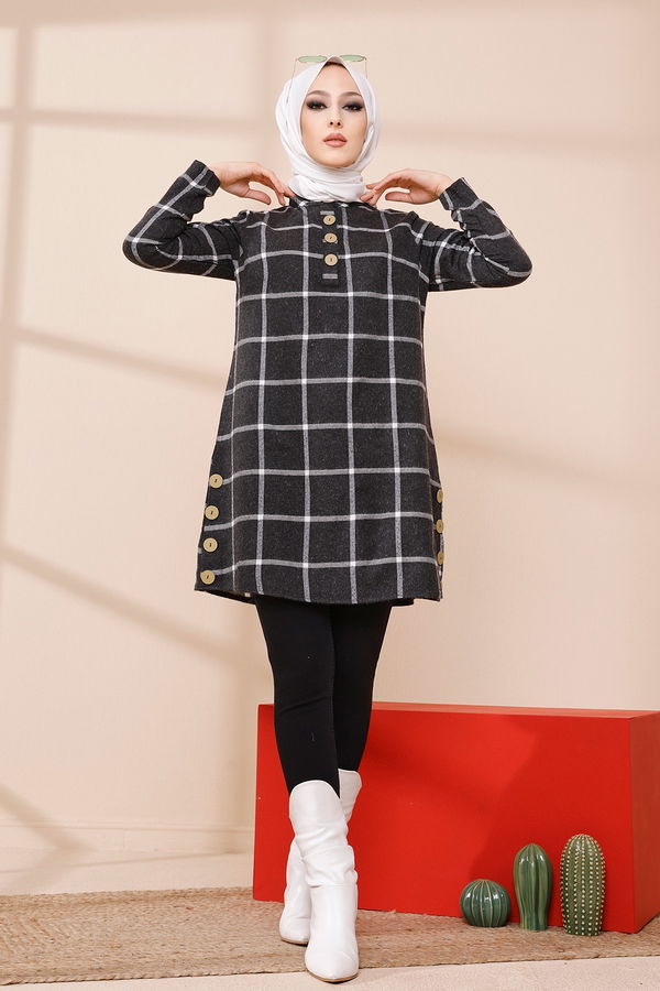 Düz Orta Kadın Ekru TUNIK - 3306