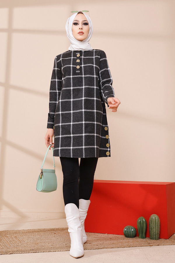 Düz Orta Kadın Ekru TUNIK - 3306