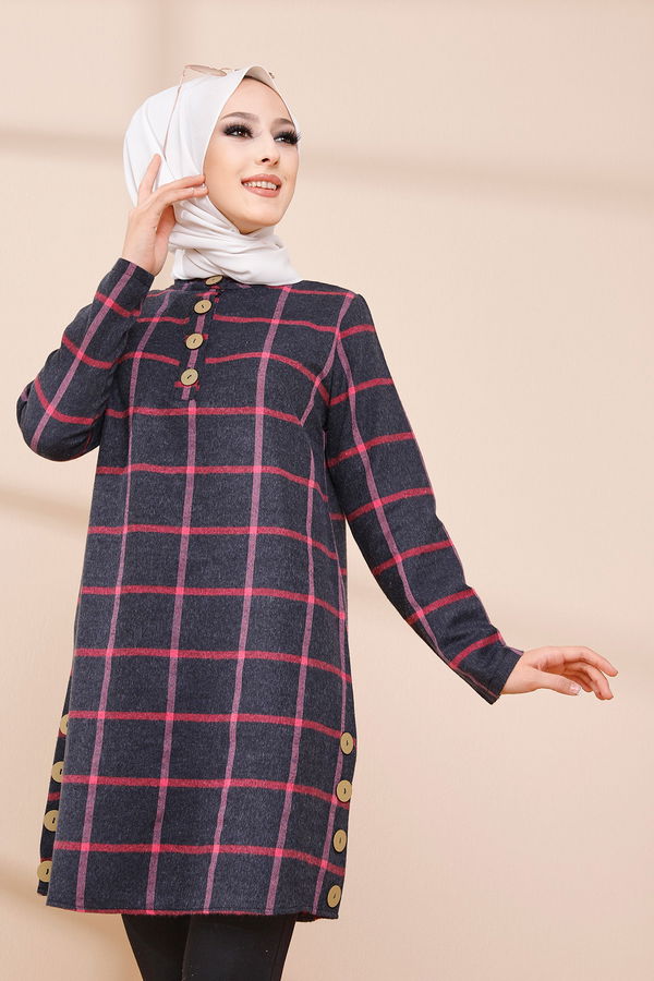 Düz Orta Kadın Lacivert TUNIK - 3306 LACİVERT