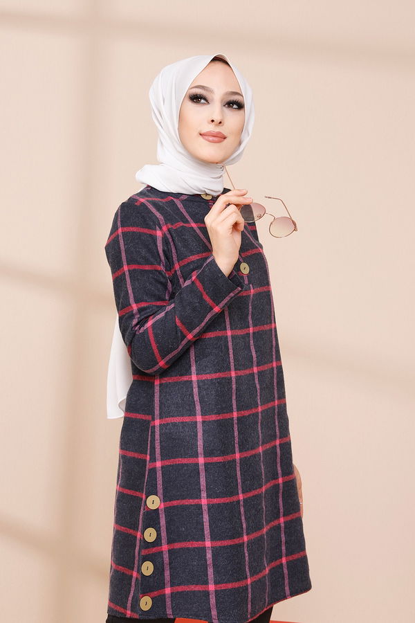 Düz Orta Kadın Lacivert TUNIK - 3306 LACİVERT