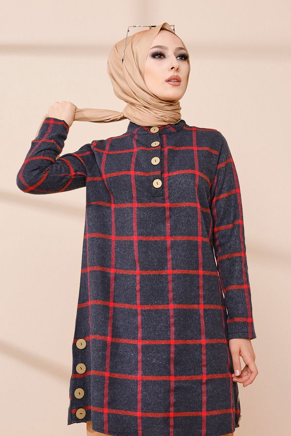 Düz Orta Kadın Lacivert TUNIK - 3306