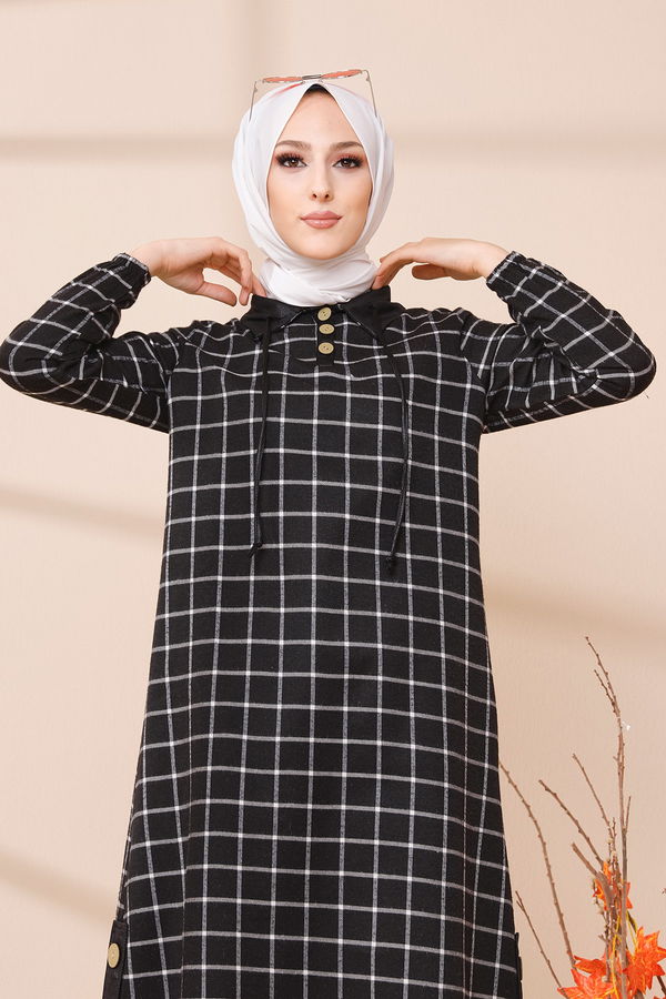 Düz Gömlek Yaka Kadın Ekru 3310 TUNIK - Yeşil - 46 - 3310 EKRU