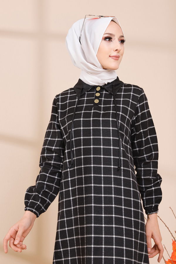 Düz Gömlek Yaka Kadın Ekru 3310 TUNIK - Yeşil - 46 - 3310 EKRU
