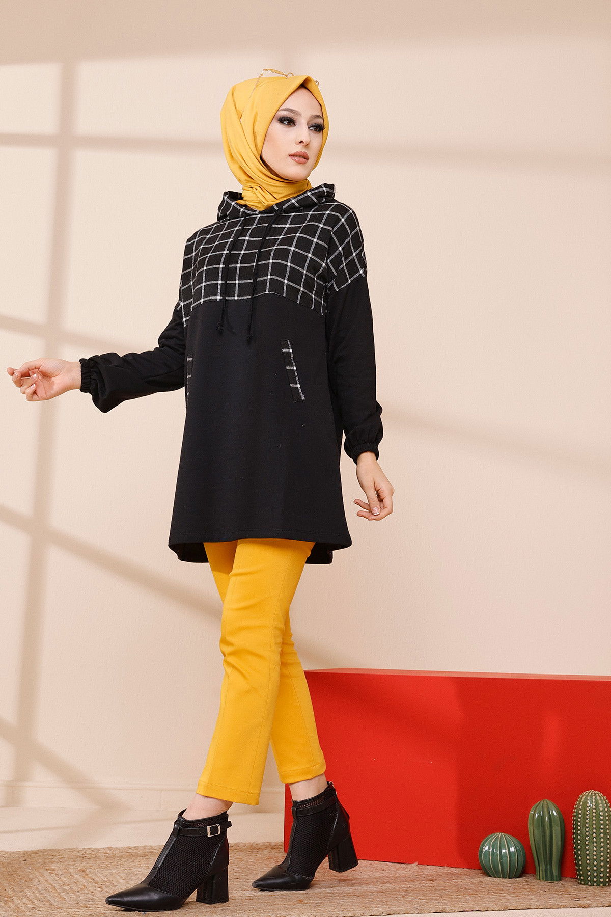 Düz Orta Kadın Ekru TUNIK - 3443 EKRU