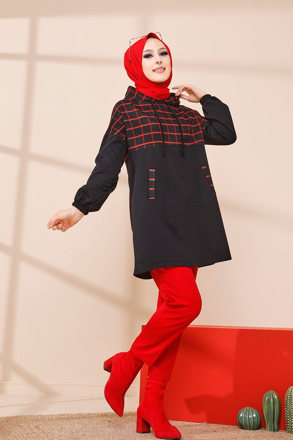 Düz Orta Kadın Kırmızı TUNIK - 3443