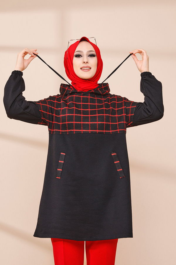 Düz Orta Kadın Kırmızı TUNIK - 3443