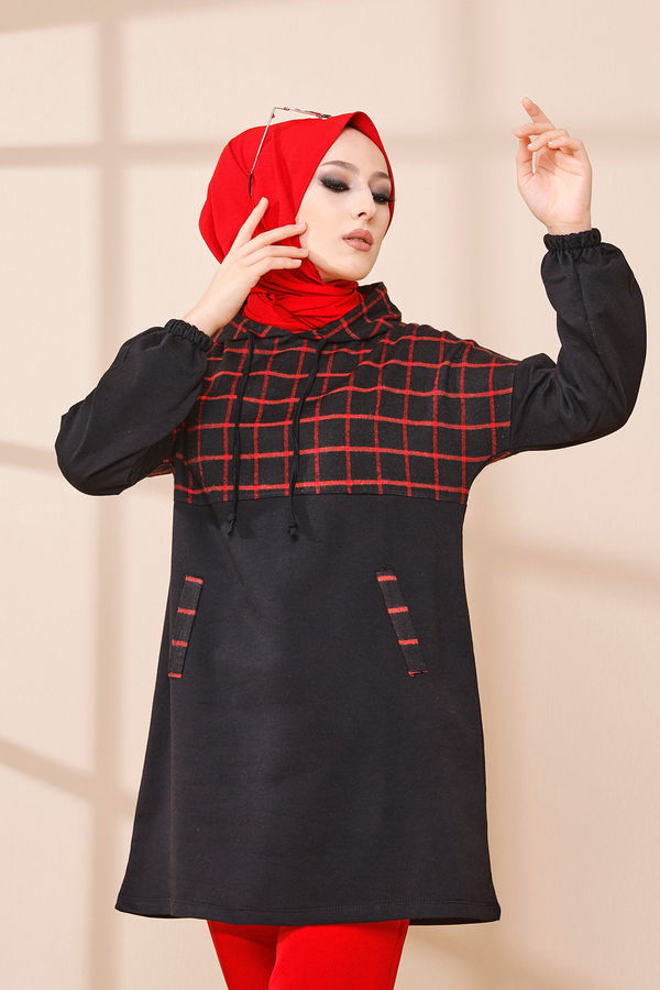 Düz Orta Kadın Kırmızı TUNIK - 3443