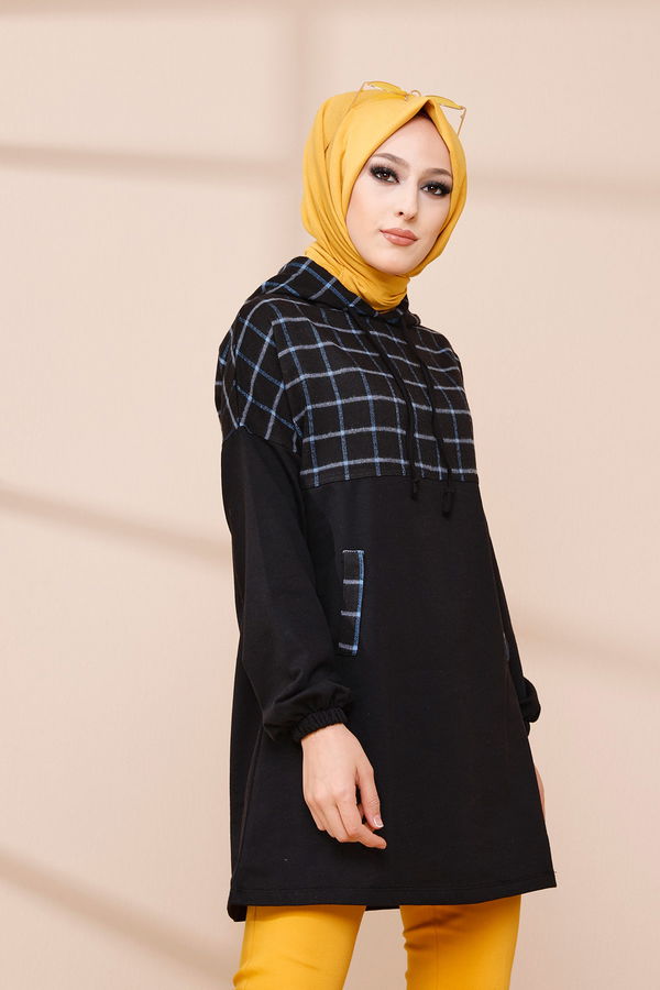 Düz Orta Kadın Mavi TUNIK - 3443 MAVİ