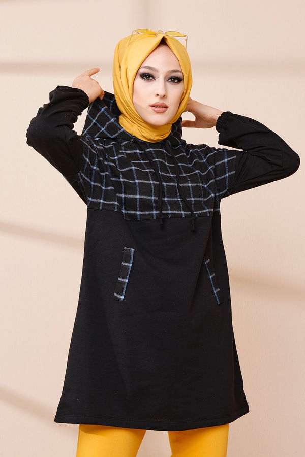 Düz Orta Kadın Mavi TUNIK - 3443 MAVİ