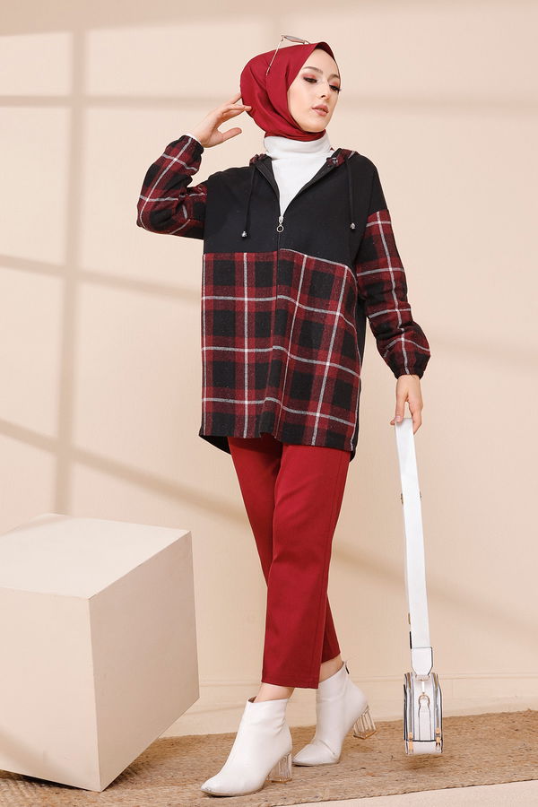 Düz Orta Kadın Bordo TUNIK - 3415 BORDO