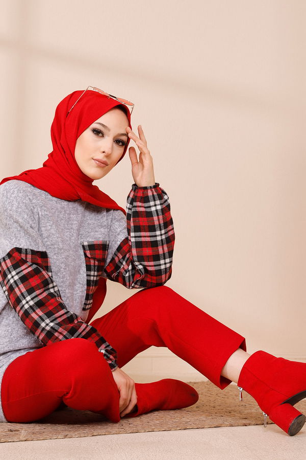 Düz Orta Kadın Gri TUNIK - 3459 GRİ