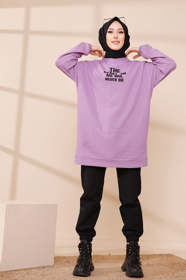 Düz Orta Kadın Lila TUNIK - 3358 LİLA