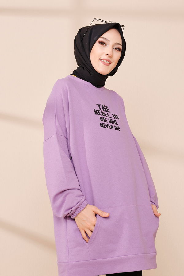 Düz Orta Kadın Lila TUNIK - 3358 LİLA