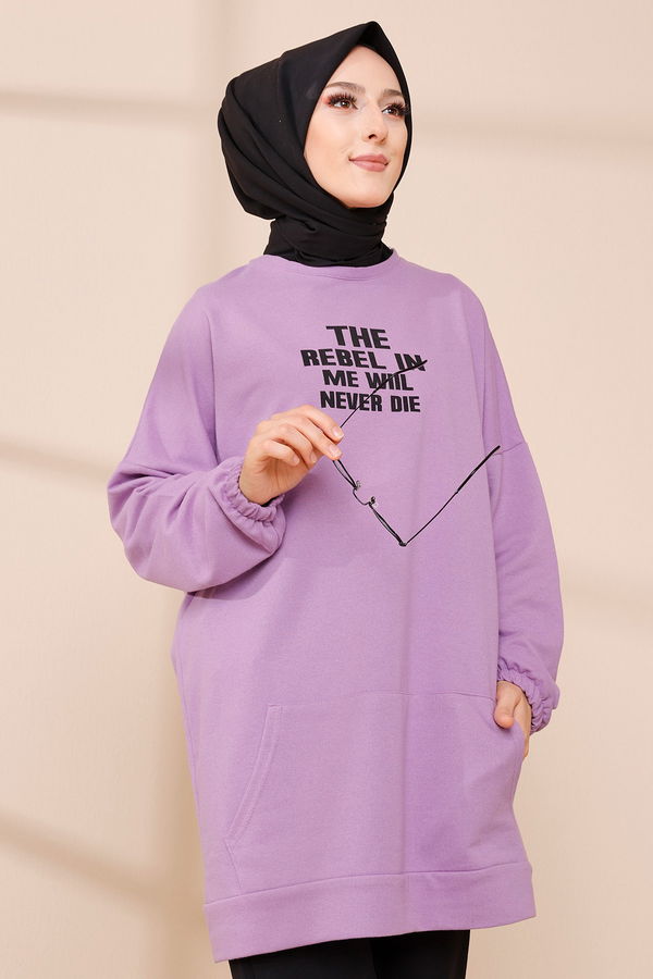 Düz Orta Kadın Lila TUNIK - 3358 LİLA