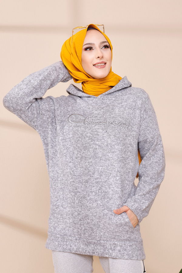 Düz Orta Kadın Gri TUNIK - 3465 GRİ