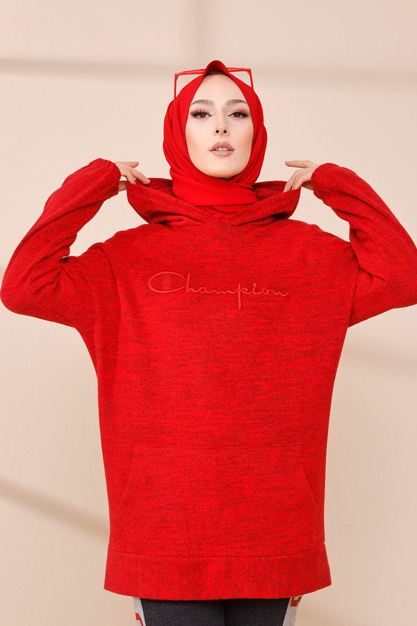 Düz Orta Kadın Kırmızı TUNIK - 3465 Kırmızı