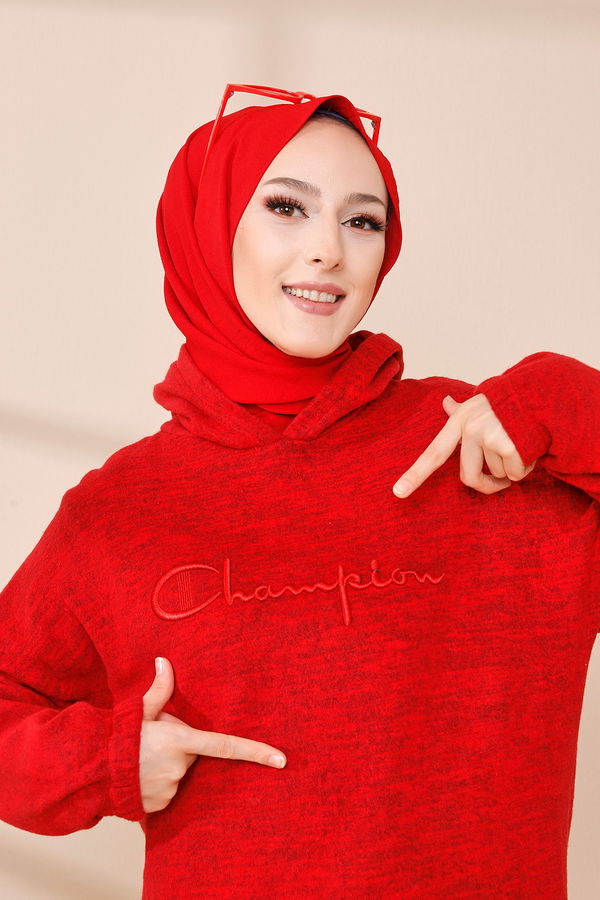 Düz Orta Kadın Kırmızı TUNIK - 3465 Kırmızı