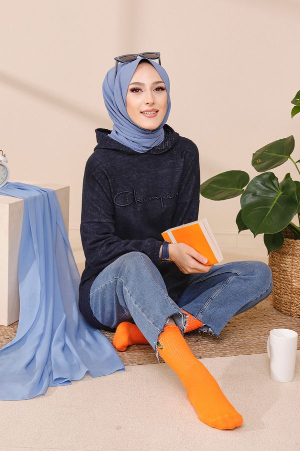 Düz Orta Kadın Lacivert TUNIK - 3465 LACİVERT