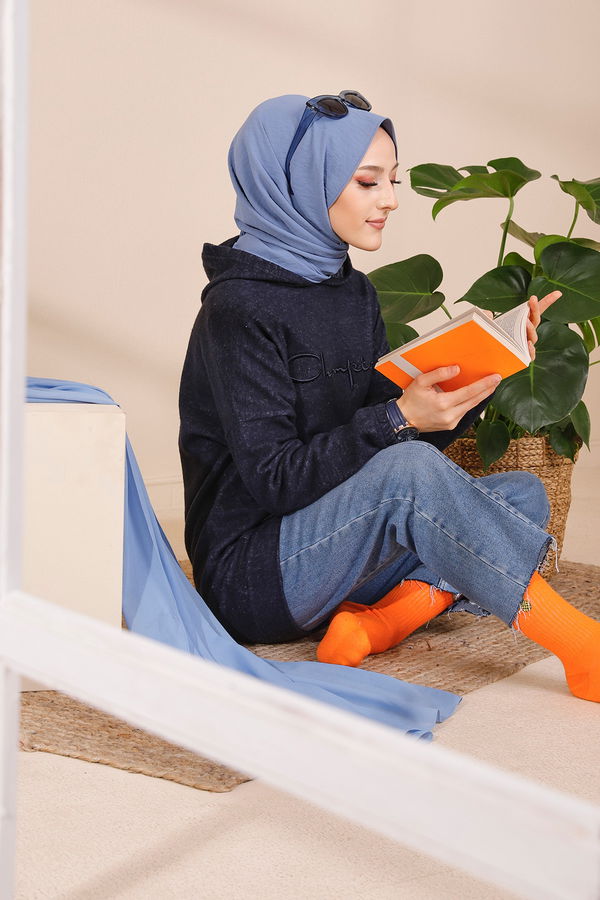 Düz Orta Kadın Lacivert TUNIK - 3465 LACİVERT