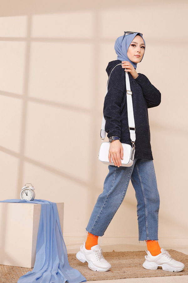 Düz Orta Kadın Lacivert TUNIK - 3465 LACİVERT