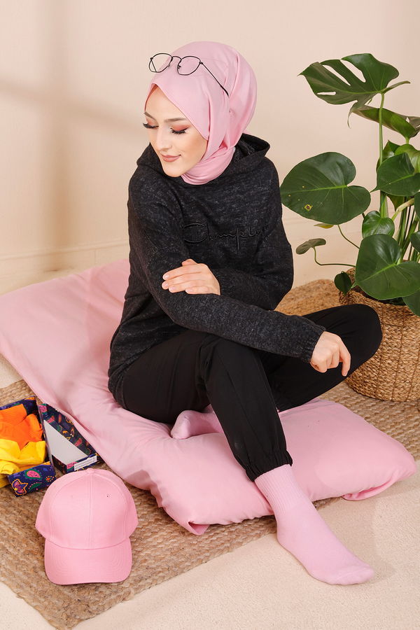 Düz Orta Kadın Siyah TUNIK - 3465