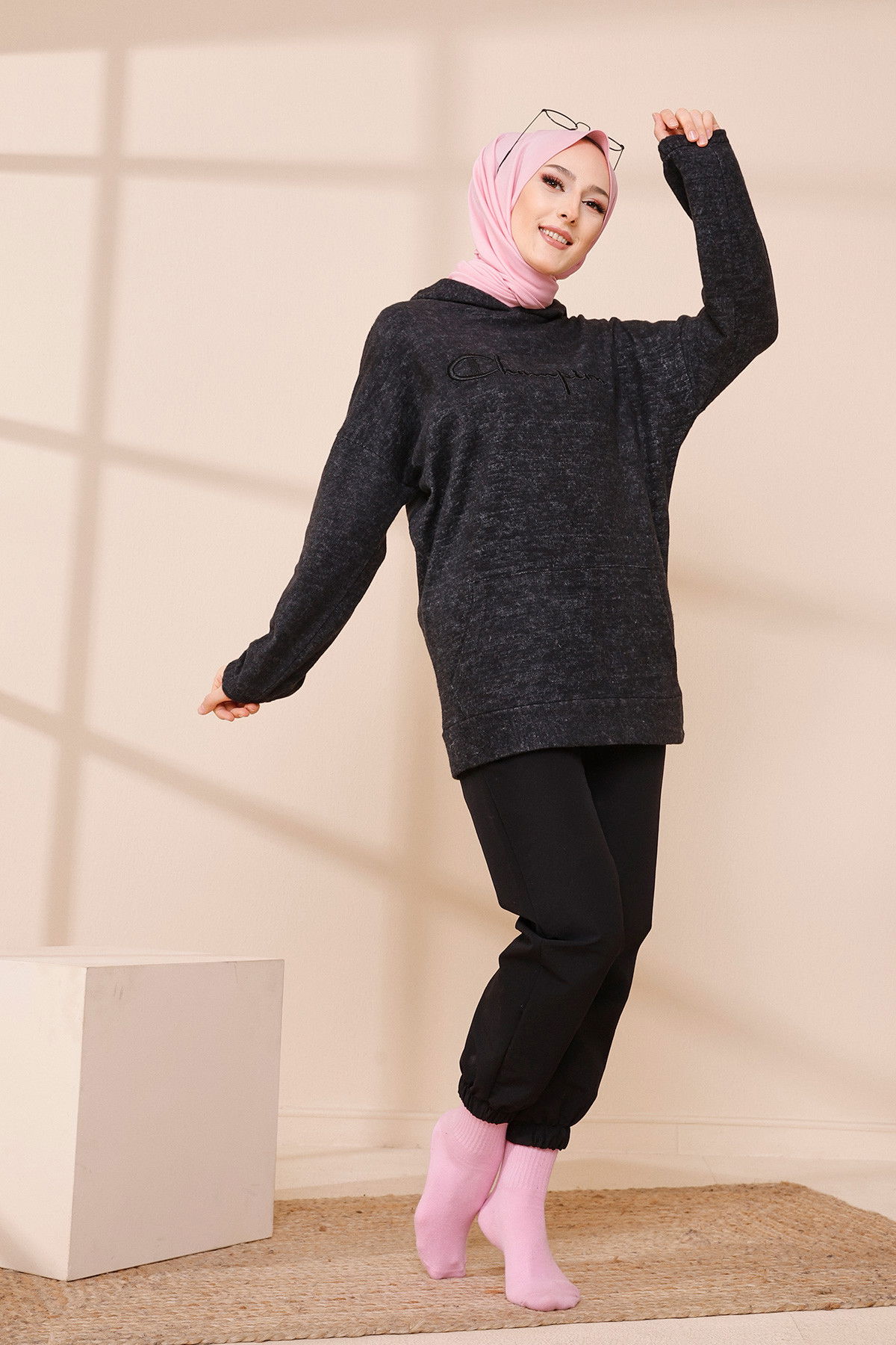 Düz Orta Kadın Siyah TUNIK - 3465