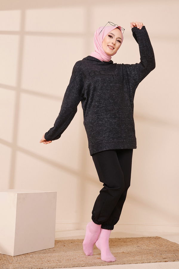 Düz Orta Kadın Siyah TUNIK - 3465