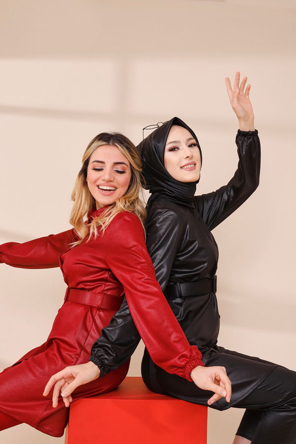 Düz Gömlek Yaka Kadın Bordo GOMLEK - 9120