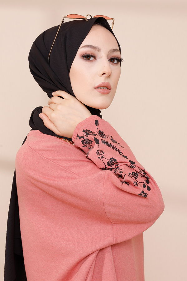 Düz Bisiklet Yaka Kadın Pembe TUNIK - 3357 PEMBE