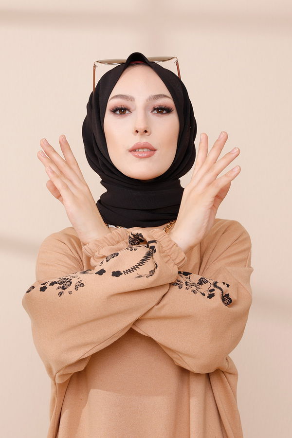 Düz Bisiklet Yaka Kadın Taba TUNIK - 3357 TABA