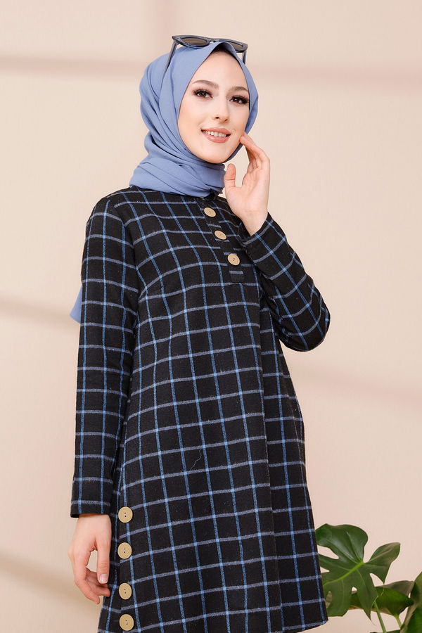 Düz Orta Kadın Mavi TUNIK - 3306