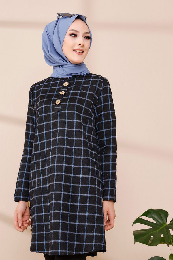 Düz Orta Kadın Mavi TUNIK - 3306