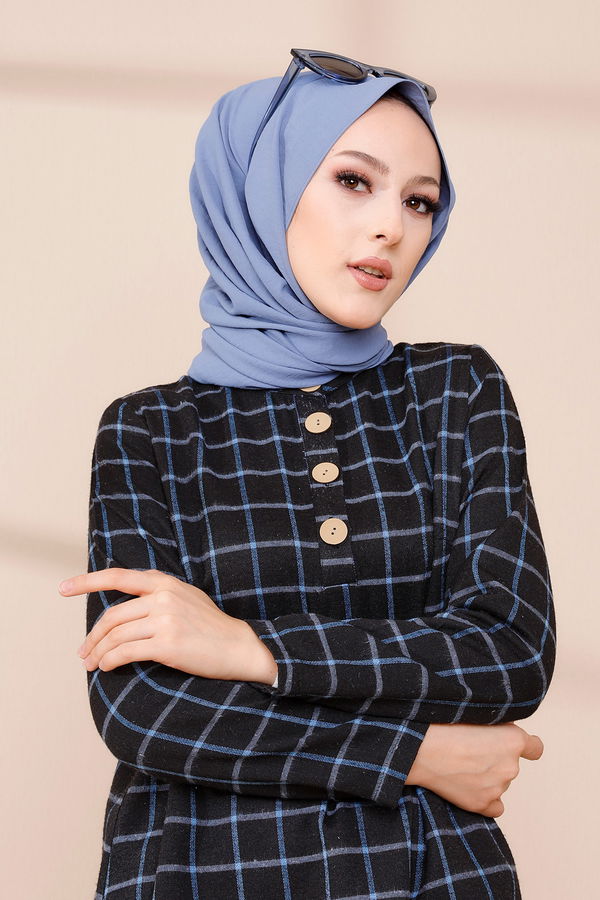 Düz Orta Kadın Mavi TUNIK - 3306
