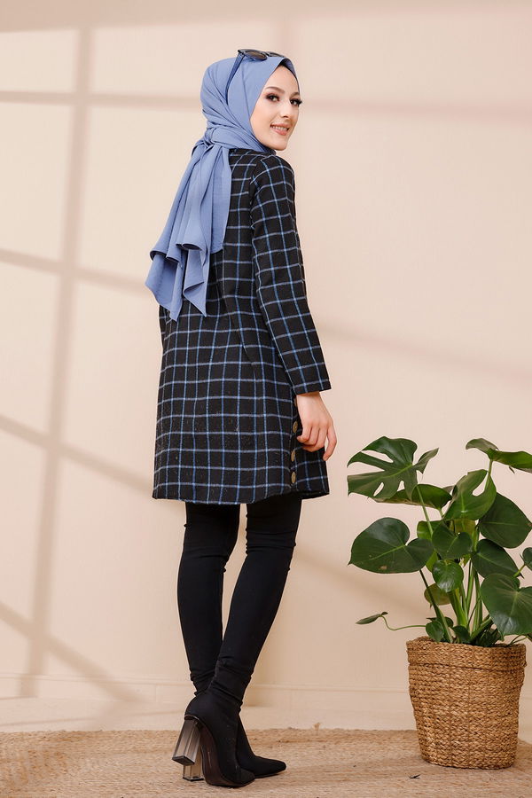 Düz Orta Kadın Mavi TUNIK - 3306