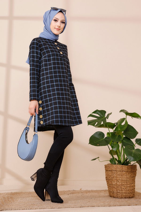 Düz Orta Kadın Mavi TUNIK - 3306