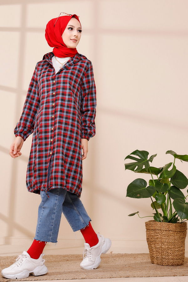 Düz Gömlek Yaka Kadın Mavi TUNIK - 3294