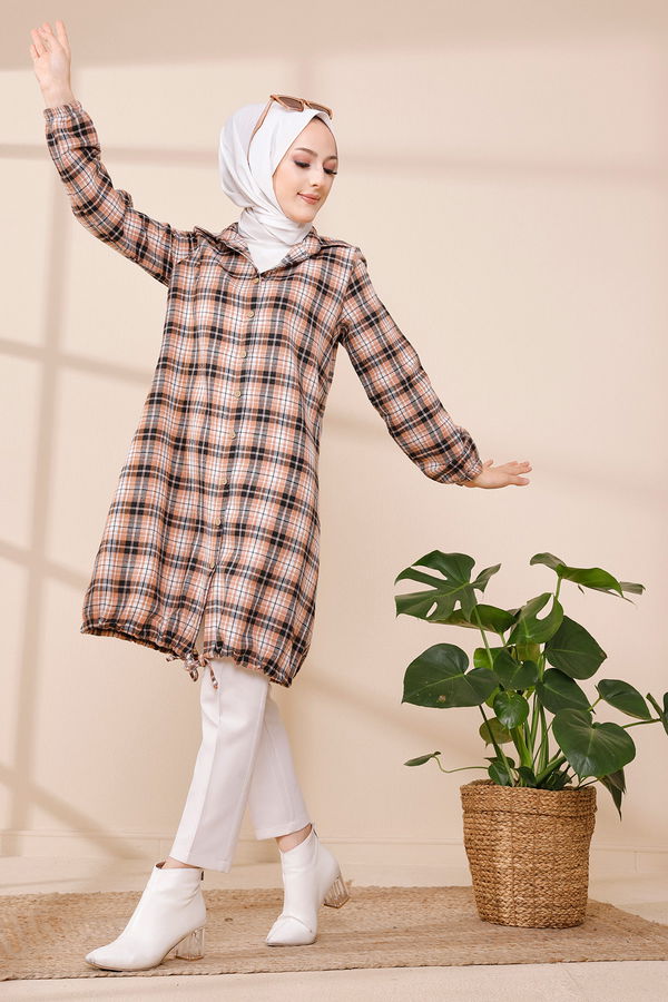 Düz Gömlek Yaka Kadın Lila TUNIK - 3294 LİLA