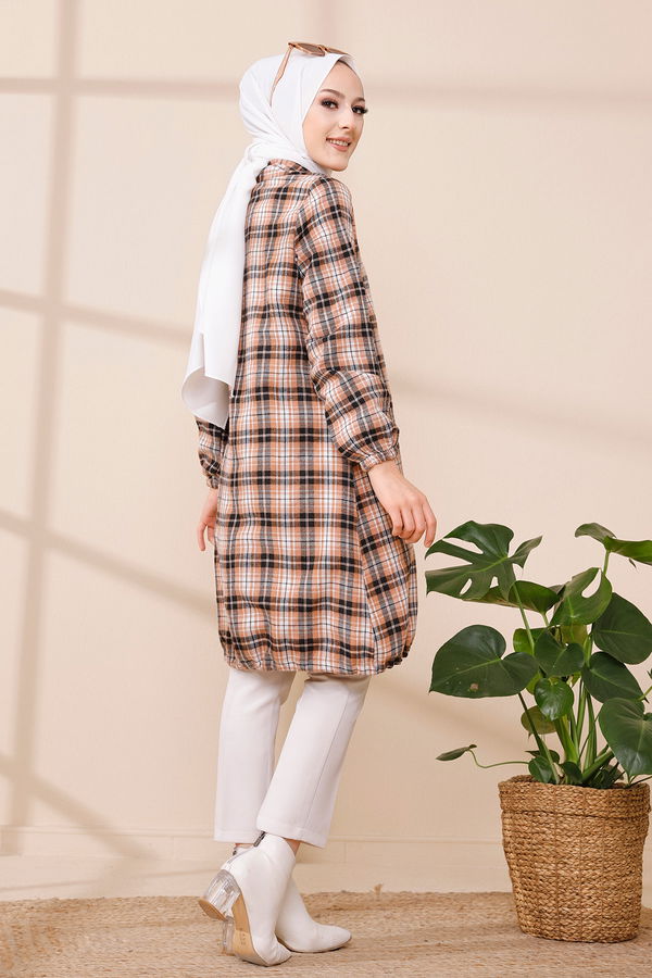 Düz Gömlek Yaka Kadın Lila TUNIK - 3294 LİLA