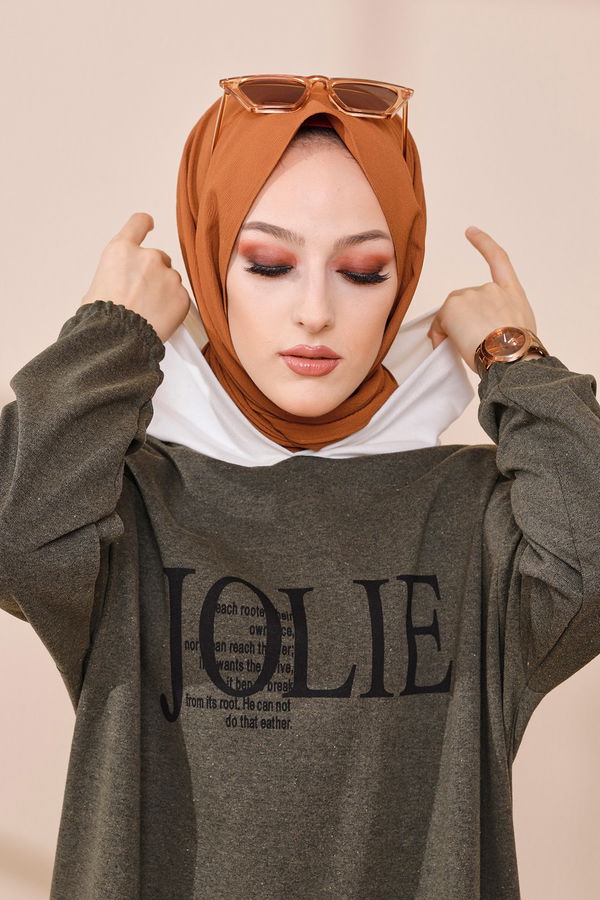 Düz Orta Kadın Haki TUNIK - 3442 HAKİ