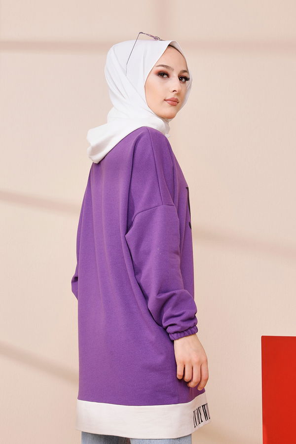 Düz Orta Kadın Mor TUNIK - 3442 MOR