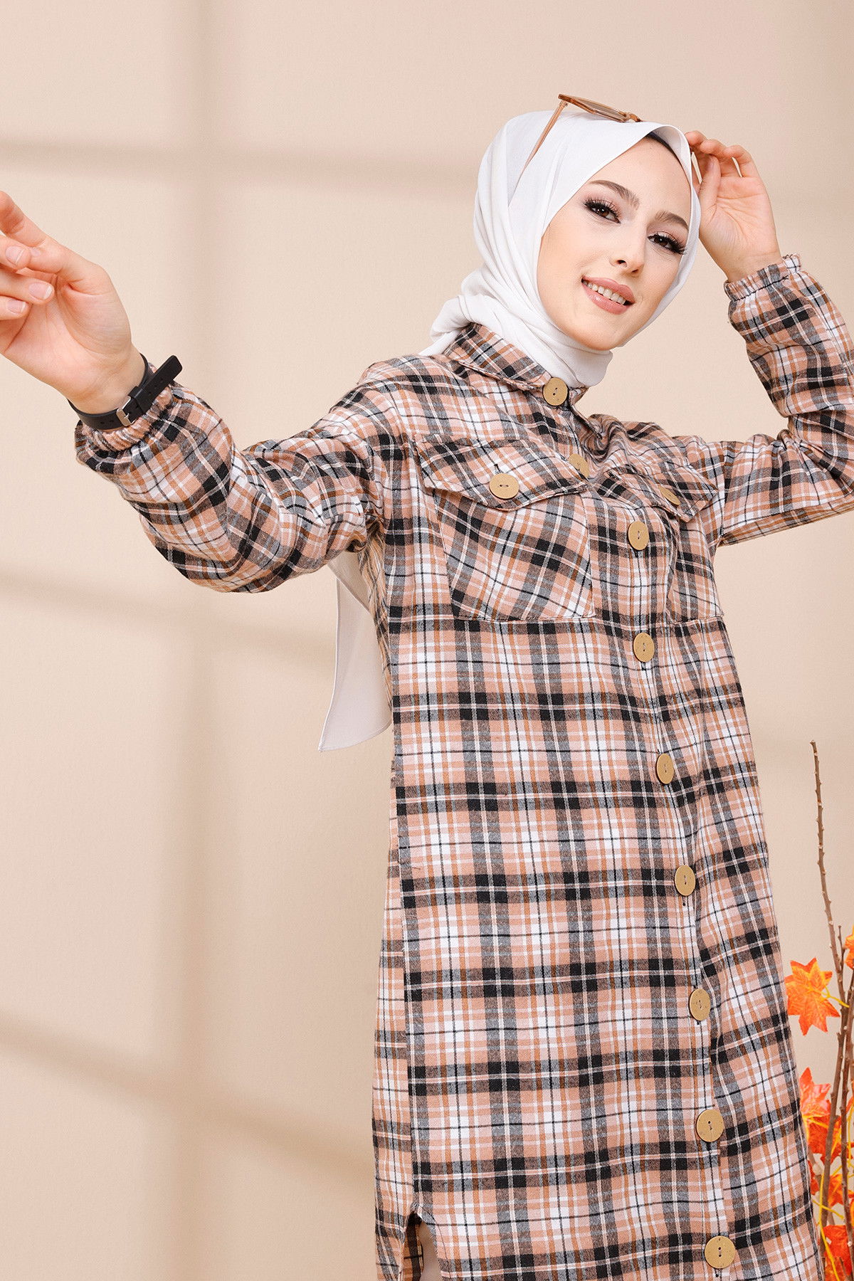 Düz Gömlek Yaka Kadın Lila TUNIK - 9091