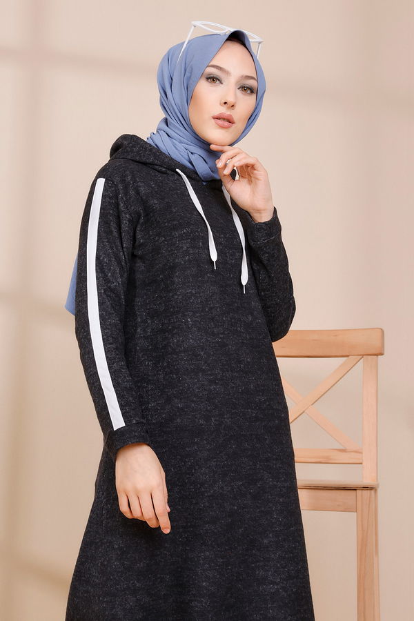 Düz Orta Kadın Siyah ELBISE - 3456