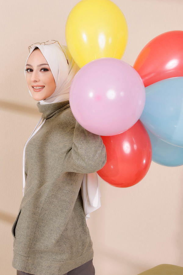 Düz Orta Kadın Haki TUNIK - 3480